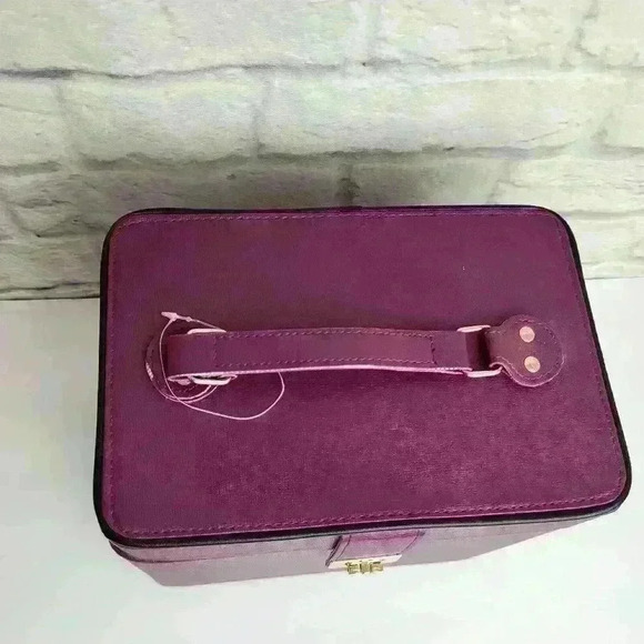 burgundy/ purple makeup storage box with a mirror - Picture 8 of 16